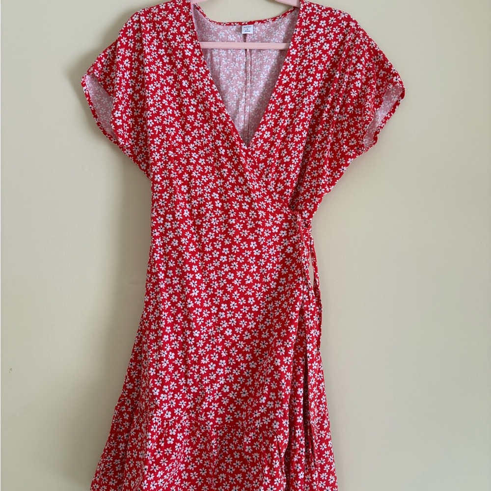 Old Navy Red Floral Midi Dress